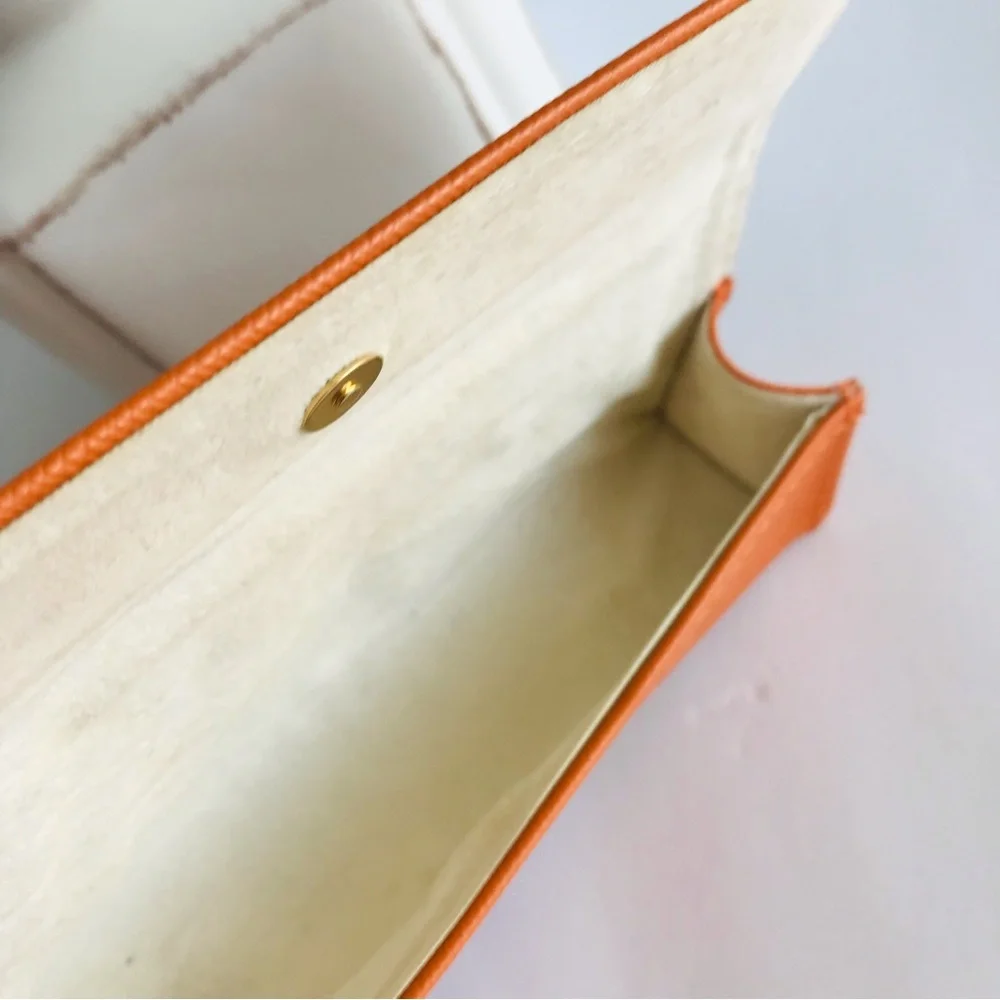 TORY BURCH Orange Leather Sunglasses/Eyeglasses Case